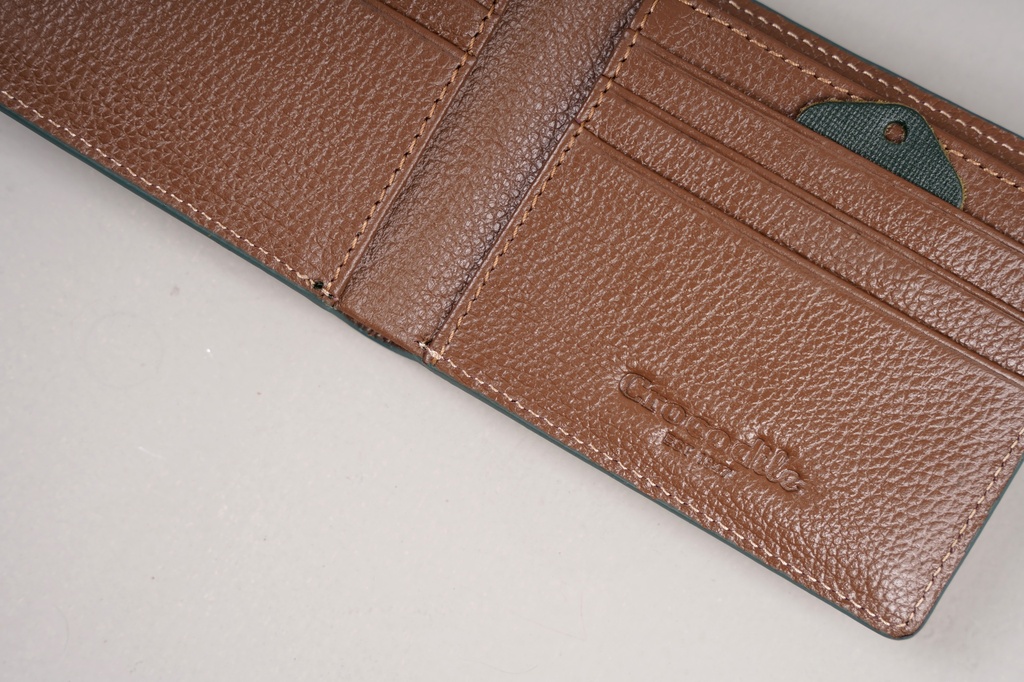 Crocodile Men's Saffiano Leather Slim Bifold Wallet