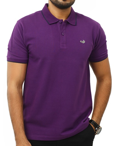 [Violet] Crocodile Solid Polo T-Shirt